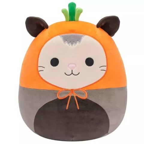 Squishmallows: Luanne, a szürke oposszum plüss sárgarépa sapkával - 20 cm