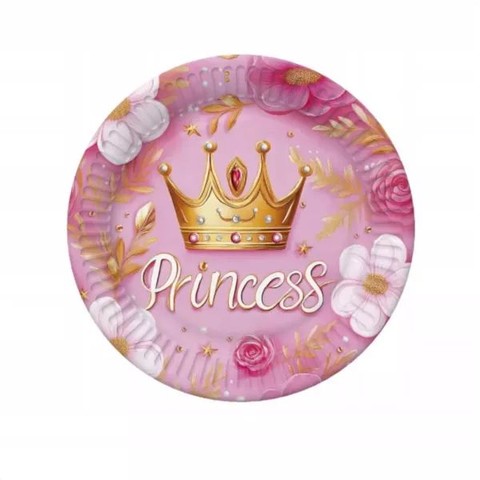 Korona mintás papírtányér - 18 cm, 8 darabos