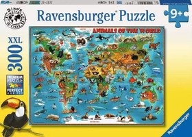 Puzzle 300 db - Állatok a világ körül