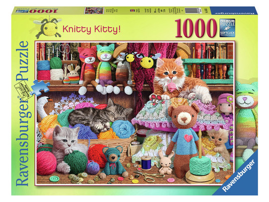 Puzzle 1000 db - Kötögetés cicákkal