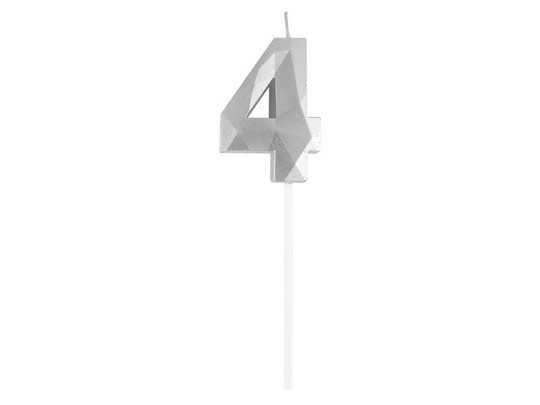 4-es elegáns számgyertya - EZÜST