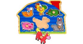 Tanyasi állatok 6 darabos fa puzzle