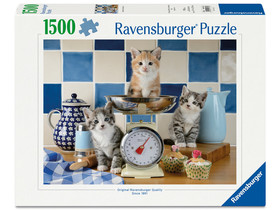 Puzzle 1500 db - Kismacskák a konyhában