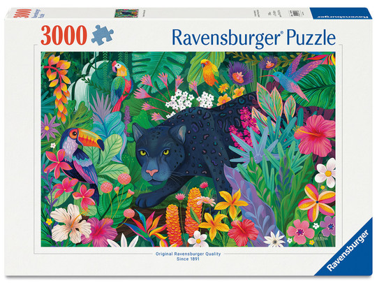 Puzzle 3000 db - Párduc a virágzó dzsungelben