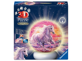 Puzzle 3D - Lovak a tengerparton éjjeli fény