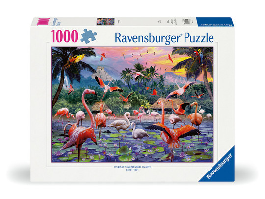 Puzzle 1000 db - Rózsaszín flamingók