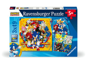 Puzzle 3x49 db - Sonic a sündisznó