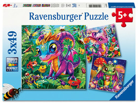 Puzzle 3x49 db - Bébisárkányok