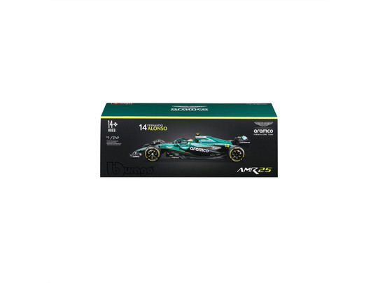 Bburago 1/24 F1 versenyautó - Aston Martin AMR25/Alonso sisakkal