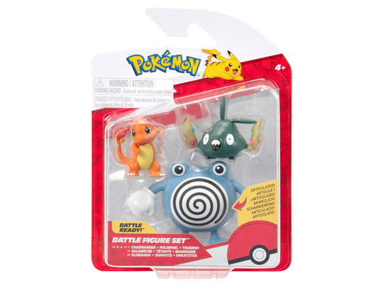 Pokémon 3 db-os figura csomag - Charmander, Trubbish & Poliwhirl