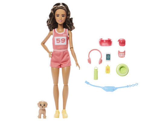 Barbie feltöltõdés - futó Barbie baba kiegészítõkkel