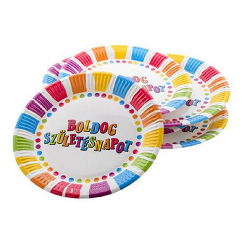 Boldog születésnapot papírtányér 6 darabos - 23 cm