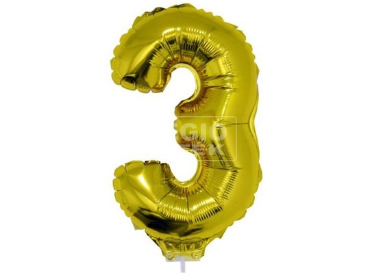 3 szám alakú fólia lufi, arany, 41,6 cm 84776
