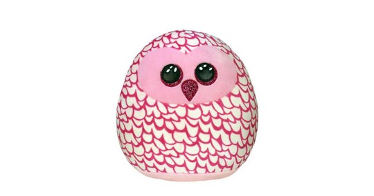 Ty Squish-a-Boos párna alakú plüss figura PINKY, 22 cm - rózsaszín bagoly