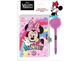 Minnie egér mintás napló lakattal és tollal 12x18cm