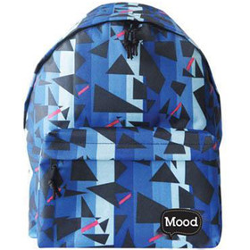 Must kék színű alakzat mintás kétrekeszes iskolatáska, hátizsák 30x15x40cm
