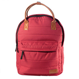 Must: Világos piros színű lekerekített kétrekeszes iskolatáska, hátizsák