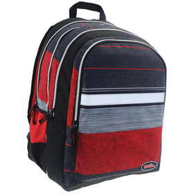 Must: Piros-Fekete 2 az 1-ben négyrekeszes iskolatáska, hátizsák 47x25x33cm