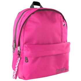 Must: Pink színű lekerekített négyrekeszes iskolatáska, hátizsák