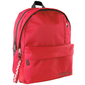 Must: Piros színű lekerekített négyrekeszes iskolatáska, hátizsák