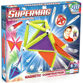 Supermag: 48db-os pasztell színű mágneses építőjáték szett panelekkel