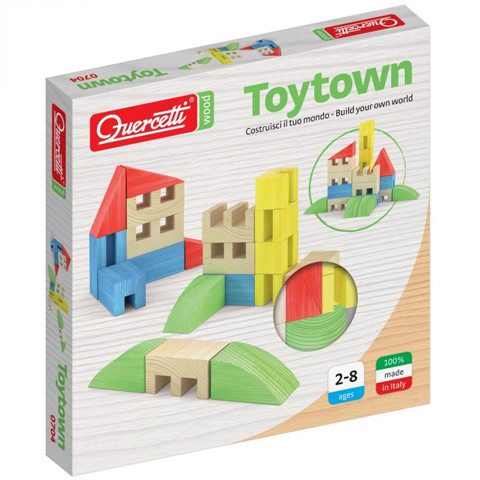 Quercetti: ToyTown Premium 22db-os fa építőjáték