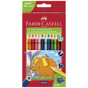 Faber-Castell: Jumbo 12db-os háromszögletű színes ceruza szett hegyezővel