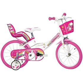 Unikornis rózsaszín-fehér kerékpár 14-es méretben