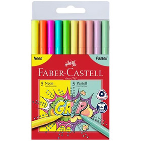 Faber-Castell: Grip neon és pasztell filctoll szett 5+5db-os