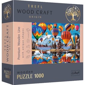 Wood Craft: Színes hőlégballonok 1000db-os prémium fa puzzle - Trefl