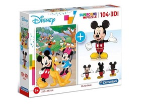 Disney: Mickey egeres 104 db-os puzzle  3D-s Mickey modell - Clementoni