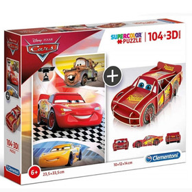 Disney: Verdák 104 db-os puzzle + 3D-s Villám McQueen modell - Clementoni