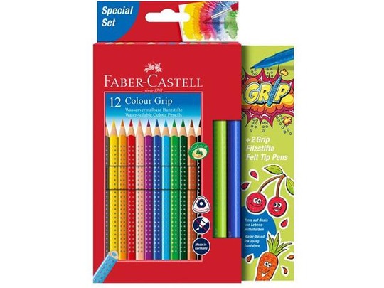 Faber-Castell: Grip színes ceruza készlet 12db-os  2db Grip filctoll