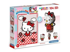 Clementoni: Hello Kitty 2 az 1-ben 104db-os puzzle és modell figura