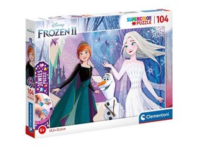 Jégvarázs 2 Elza és Anna hercegnők Supercolor ékszer-puzzle 104db-os - Clementoni