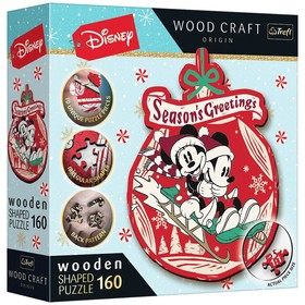 Wood Craft: Disney - Mickey és Minnie Karácsonya 160 db-os prémium fa puzzle - Trefl