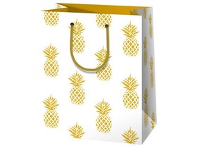 Exkluzív közepes csillogó ananászos ajándéktáska 18x23x10cm