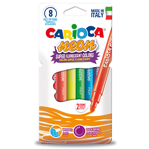 Fluoreszkáló neon színű filctoll 8 db-os készlet - Carioca