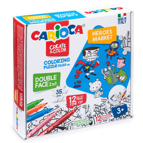 Hősök színezhető kétoldalú puzzle 12 db filctollal - Carioca