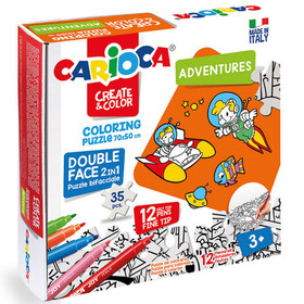 Kalandok színezhető kétoldalú puzzle 12db filctollal - Carioca