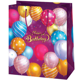 Happy Birthday lila lufis kisméretű ajándéktáska 11x6x14cm