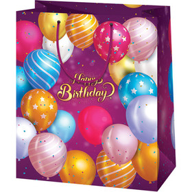 Happy Birthday lila lufis közepes ajándéktáska 18x10x23cm