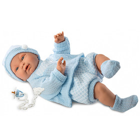 Csecsemő baba kék ruhában ázsiai 45cm