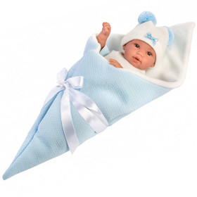 Llorens: Újszülött sírós fiú fagyi baba tölcsér alakú pólyában 36cm
