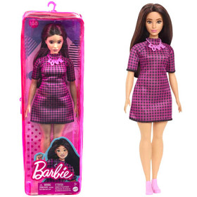 Barbie Fashionistas: Barátnő baba rózsaszín kockás ruhában - Mattel