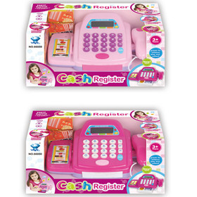 Rózsaszín elektronikus pénztárgép kiegészítőkkel kétféle változatban