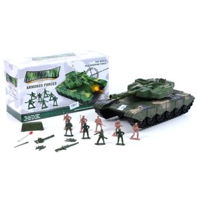Tank játékszett katonákkal és kiegészítőkkel zöld színben