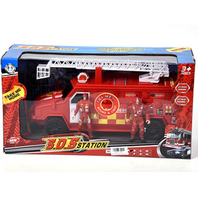 Tűzoltóautó fénnyel, hanggal és figurákkal játékszett