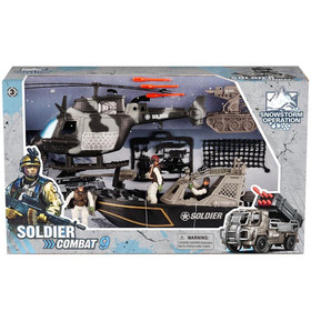 Soldier Force 9 Katonai játék szett hajóval és helikopterrel