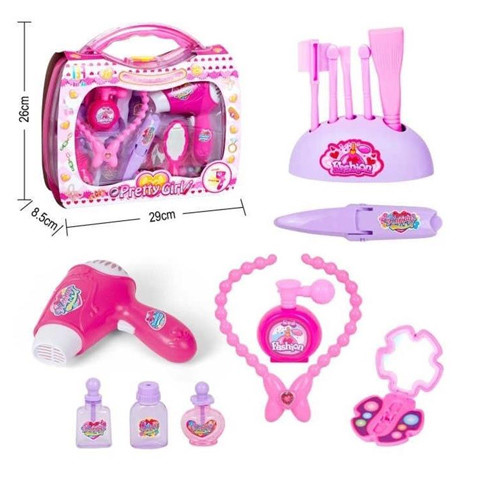 Szépségszett átlátszó-pink bőröndben kiegészítőkkel